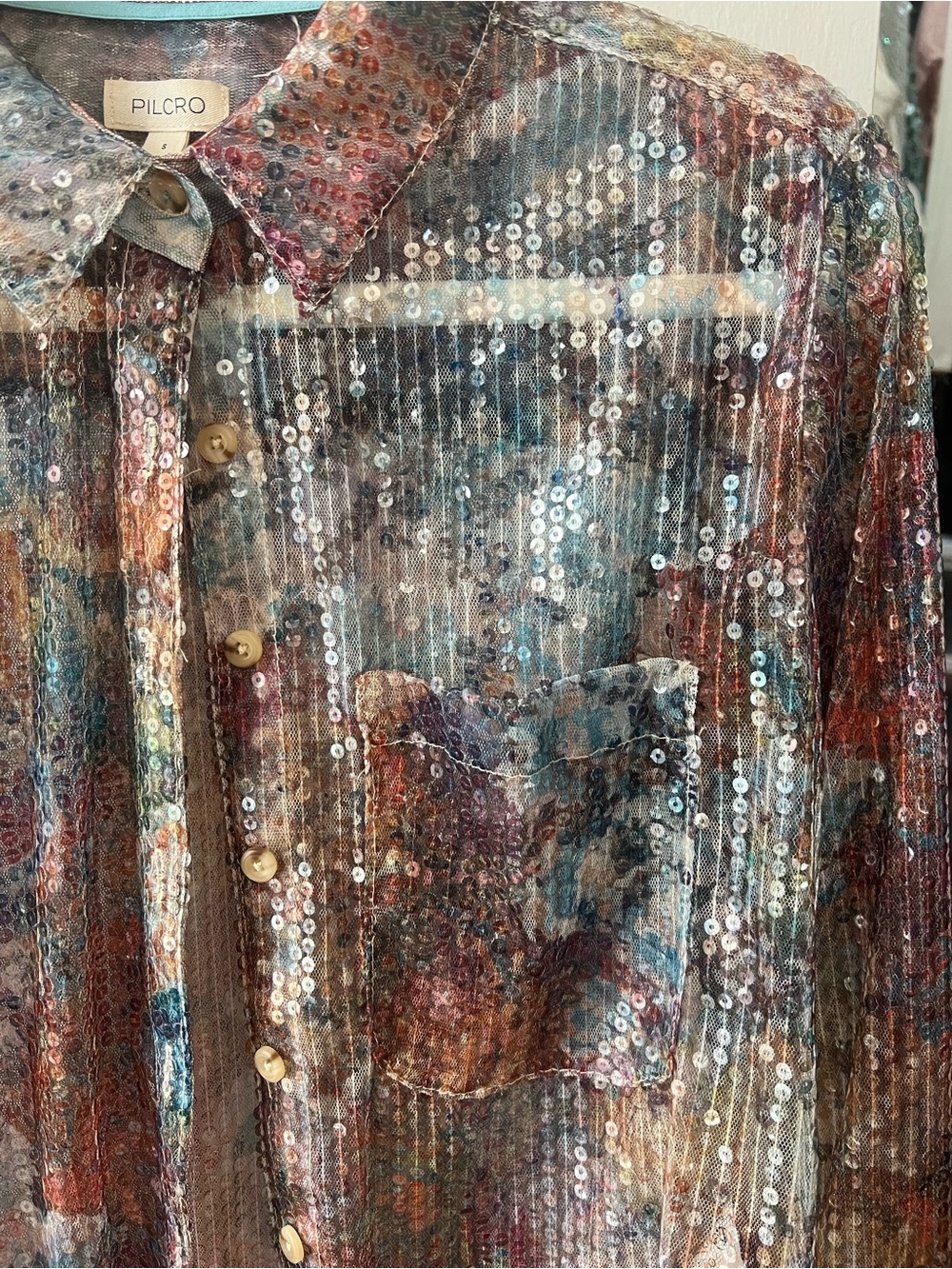 Pilcro Multi-Color Sequin Button-Up - Picture 2 of 4